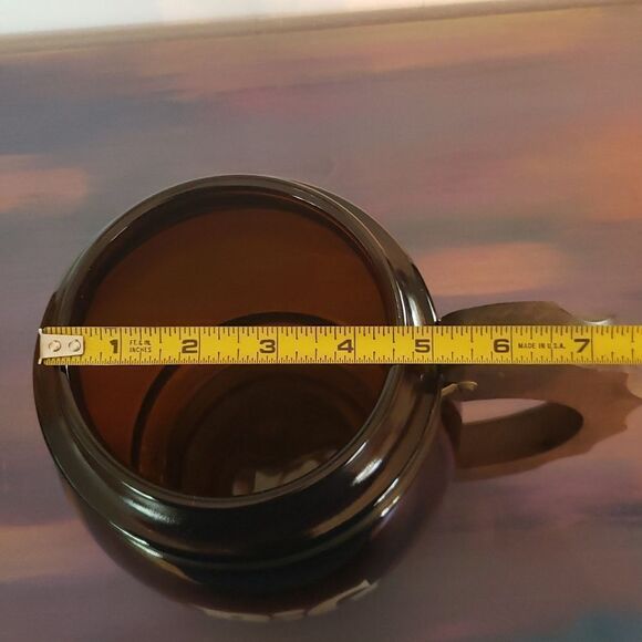 Vtg Giant Glass Beer Mug with Wooden Handle and Gold Colored Hardware 8" High! - Picture 7 of 7